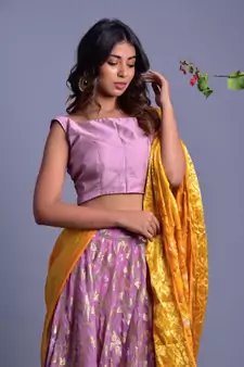 purple woven silk readymade-lehenga-cholis