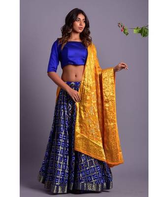 blue woven silk readymade-lehenga-cholis 1