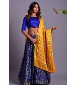 blue woven silk readymade-lehenga-cholis
