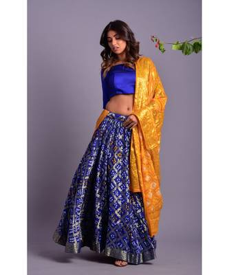 blue woven silk readymade-lehenga-cholis 2