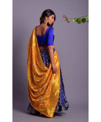blue woven silk readymade-lehenga-cholis 3