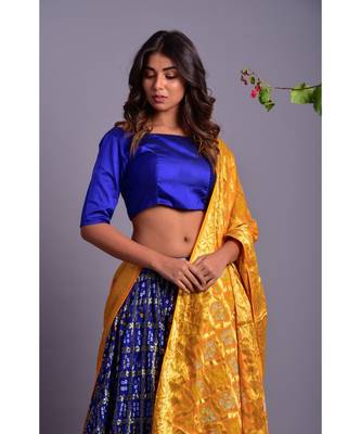blue woven silk readymade-lehenga-cholis 4
