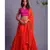 ORANGE LEHERIYA LEHENGA SET WITH MAGENTA BLOUSE