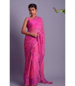 purple printed bandhej chiffon saree with blouse
