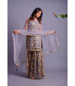 Grey embroidered gharara set
