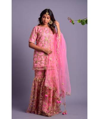 Light pink kurta gharara set 1