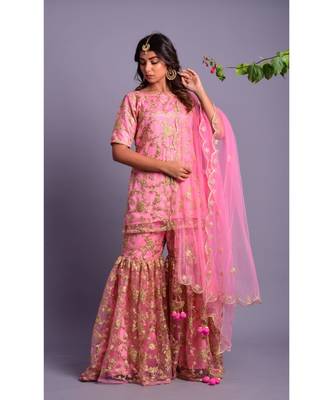 Light pink kurta gharara set 2
