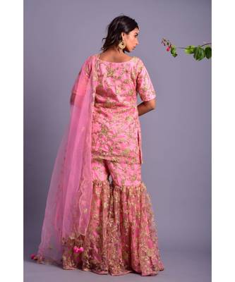 Light pink kurta gharara set 3