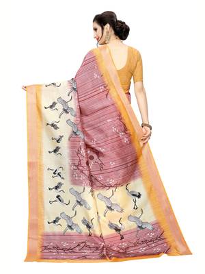 Rose Printed Art Silk Saree With Blouse 4