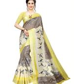 Brown Printed Art Silk Saree With Blouse