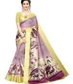 Purple Printed Art Silk Saree With Blouse