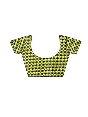 Green Printed Khadi Saree With Blouse 5