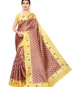 Onion Pink Printed Khadi Saree With Blouse