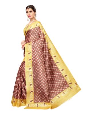 Onion Pink Printed Khadi Saree With Blouse 2