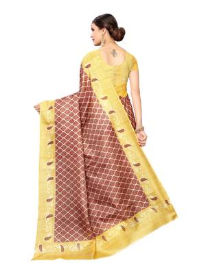 Onion Pink Printed Khadi Saree With Blouse 4