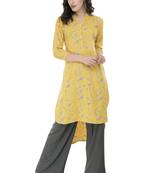 Women Yellow Printed rayon Straight Kurti 