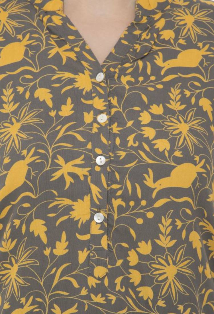 Women Grey Printed rayon Straight Kurti 