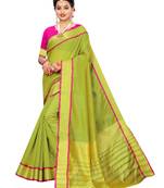 Olive Woven Chanderi Saree With Blouse