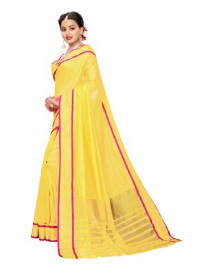 Yellow Woven Chanderi Saree With Blouse 2