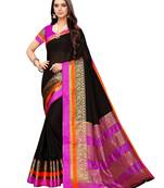 Black Woven Cotton Silk Saree With Blouse