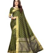Mehendi Woven Chanderi Silk Saree With Blouse