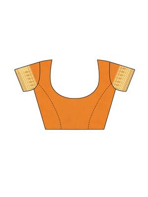 Orange Woven Poly Silk Saree With Blouse 5