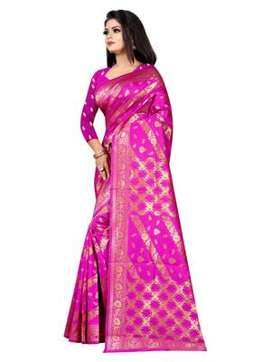 Pink Woven art silk  Saree With Blouse 2