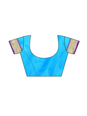 Blue Woven Poly Silk Saree With Blouse 5