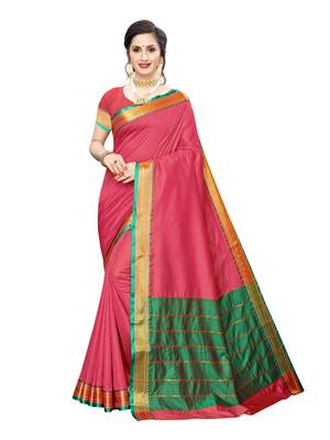 Pink Woven Poly Silk Saree With Blouse 1