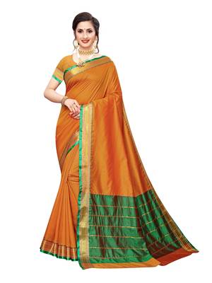 Mustard Woven Poly Silk Saree With Blouse 1