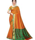 Mustard Woven Poly Silk Saree With Blouse