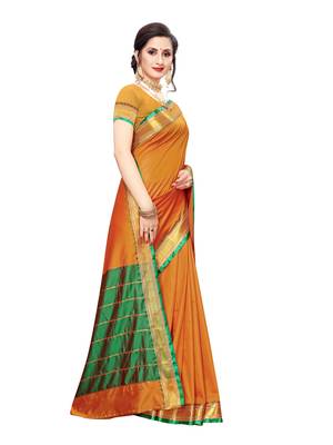 Mustard Woven Poly Silk Saree With Blouse 3