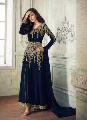 Blue Embroidered Georgette Salwar 1