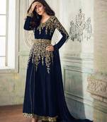 Blue Embroidered Georgette Salwar