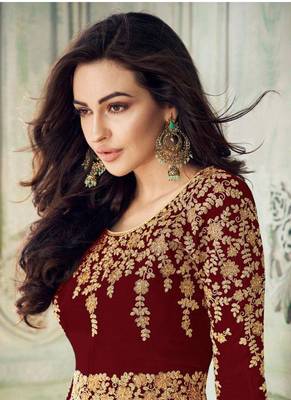 Maroon Embroidered Georgette Salwar 2