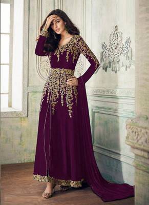 Purple Embroidered Georgette Salwar 1