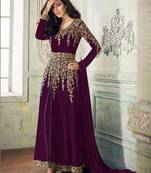 Purple Embroidered Georgette Salwar