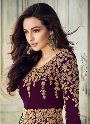 Purple Embroidered Georgette Salwar 2