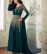 Green Embroidered Georgette Salwar
