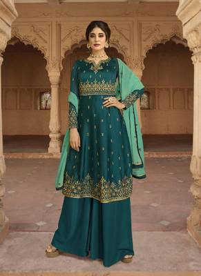 Green Embroidered Georgette Salwar 1