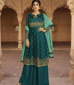 Green Embroidered Georgette Salwar