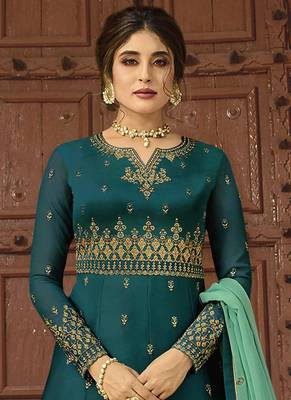 Green Embroidered Georgette Salwar 2
