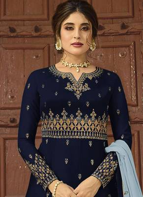 Blue Embroidered Georgette Salwar 2
