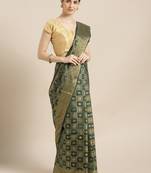Kimisha Women's Green Color Silk Blend Kanjivaram Saree