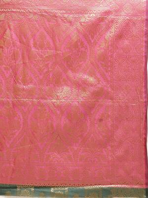 Kimisha Women's Green Color Silk Blend Kanjivaram Saree 5