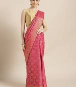 Kimisha Women's Pink Color Silk Blend Kanjivaram Saree