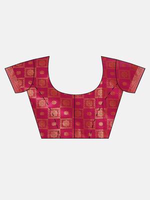 Kimisha Women's Pink Color Silk Blend Kanjivaram Saree 3