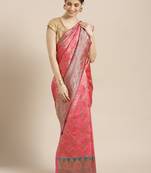 Kimisha Women's Pink Color Silk Blend Kanjivaram  Saree