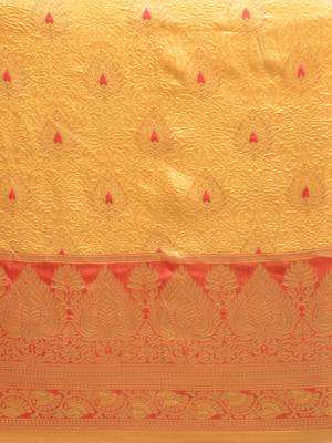 Kimisha Women's Yellow Color Silk Blend Kanjivaram  Saree 4