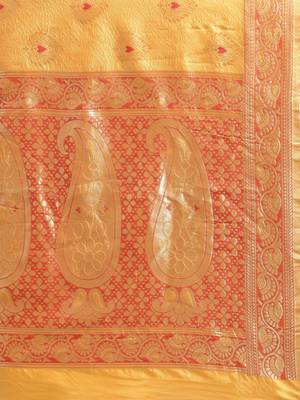 Kimisha Women's Yellow Color Silk Blend Kanjivaram  Saree 5